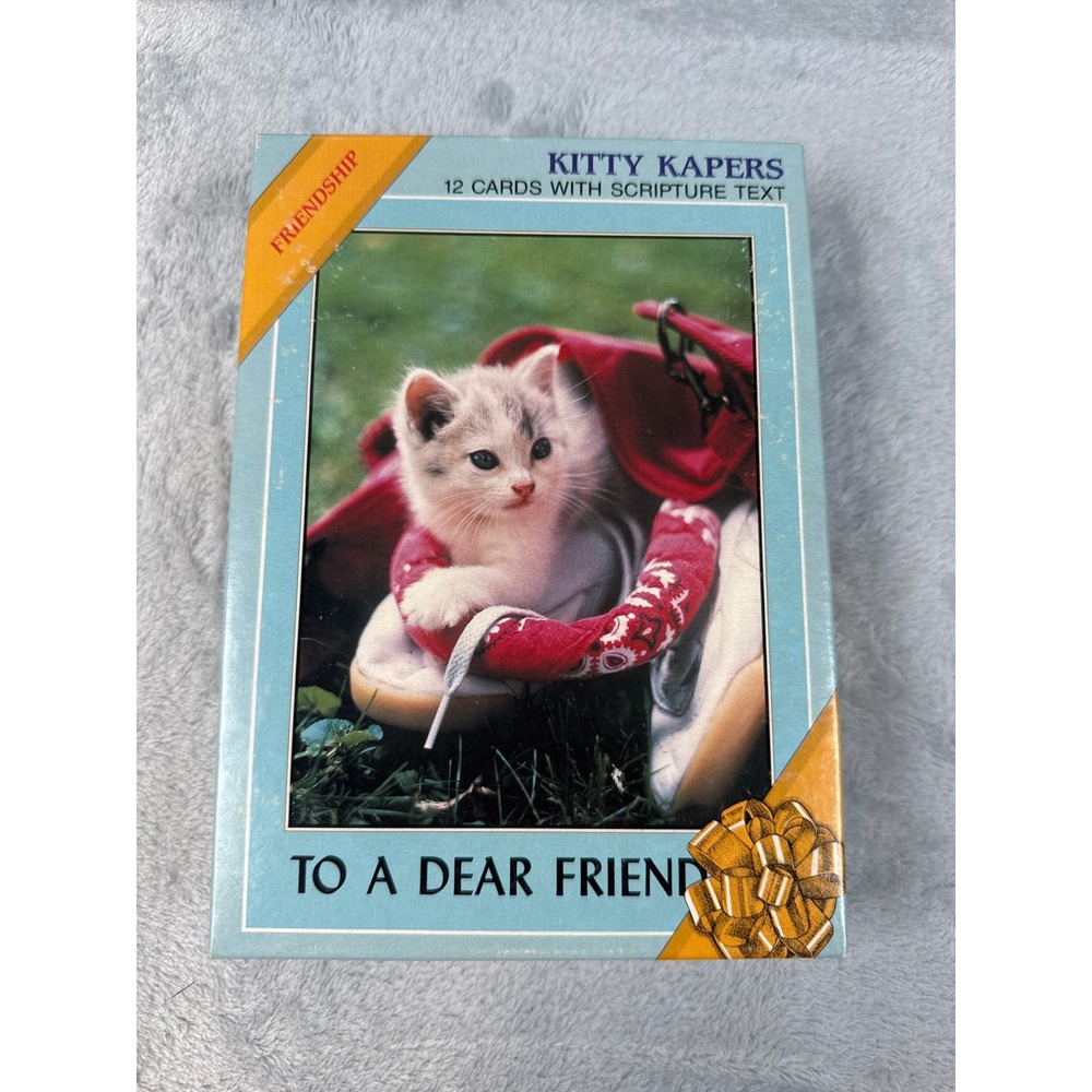 Cornerstone‎ Kitty Kapers Friendship Cards 12ct Boxed Scripture Text Vintage NOS